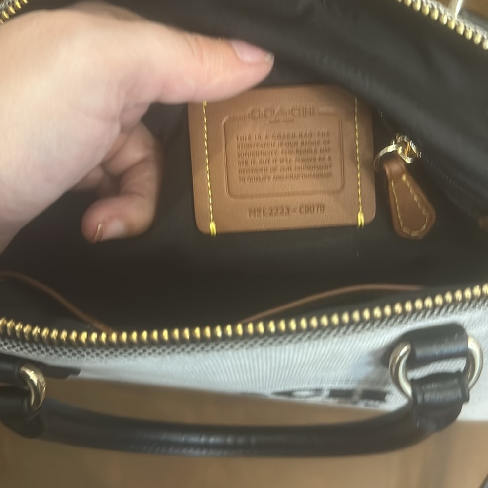 Coach Black and Gray Canvas Satchel with Gold Hardware - Picture 3 of 4